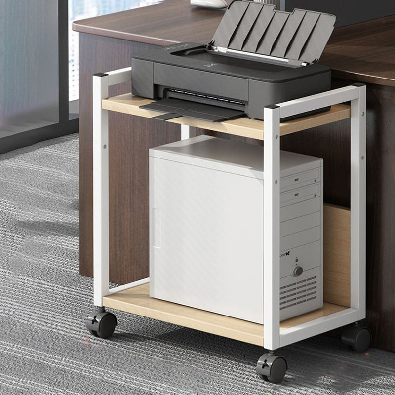 Modern Style Bookshelf Open Back Bookcase with Caster Wheels for Office