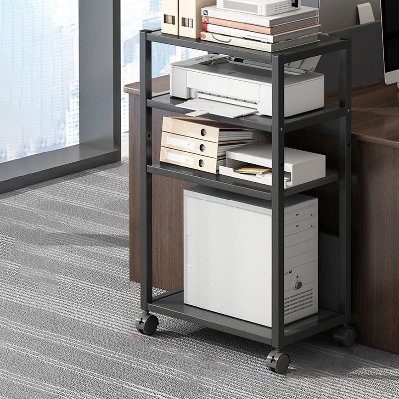 Modern Style Bookshelf Open Back Bookcase with Caster Wheels for Office