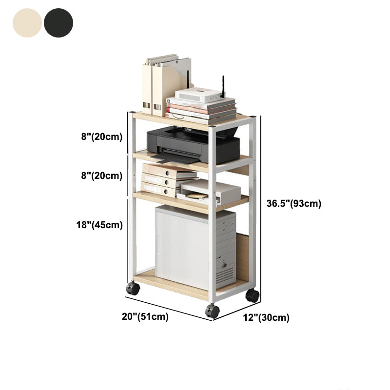 Modern Style Bookshelf Open Back Bookcase with Caster Wheels for Office