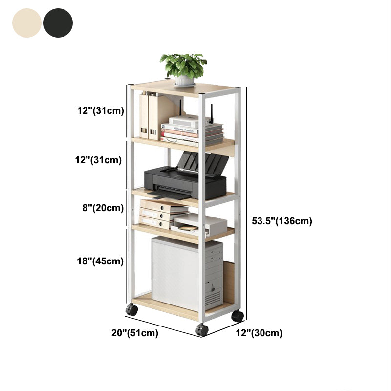 Modern Style Bookshelf Open Back Bookcase with Caster Wheels for Office