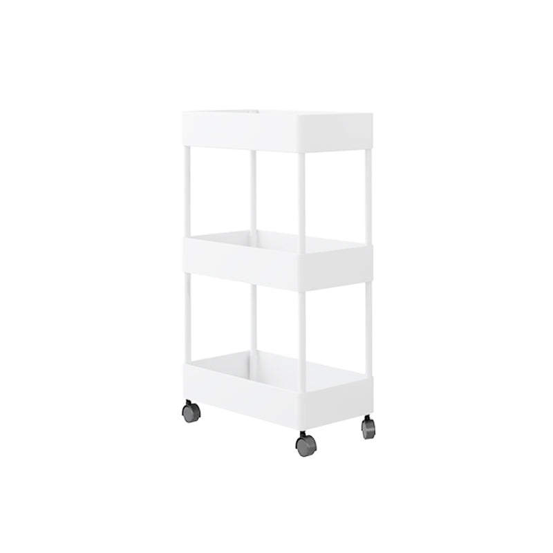 Contemporary Plastic Geometric Bookcase Open Back Bookshelf with Wheels