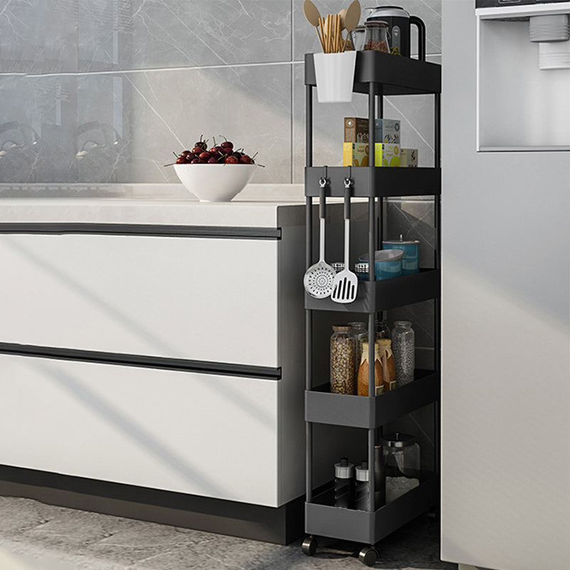 Contemporary Plastic Geometric Bookcase Open Back Bookshelf with Wheels