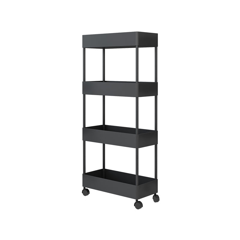 Contemporary Plastic Geometric Bookcase Open Back Bookshelf with Wheels