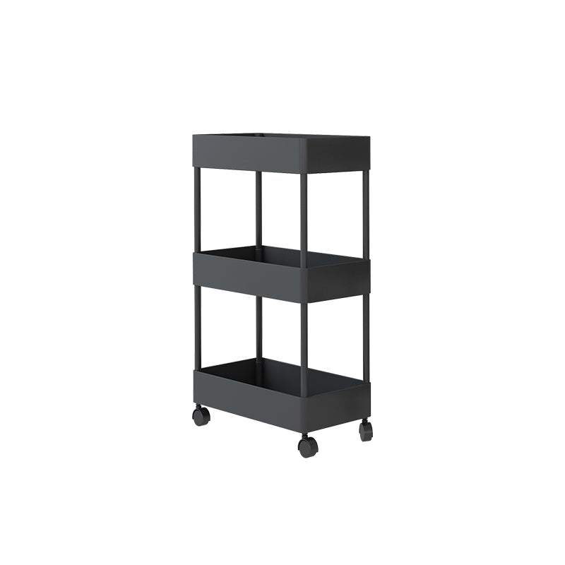 Contemporary Plastic Geometric Bookcase Open Back Bookshelf with Wheels