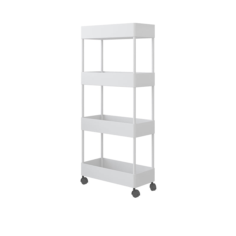Contemporary Plastic Geometric Bookcase Open Back Bookshelf with Wheels