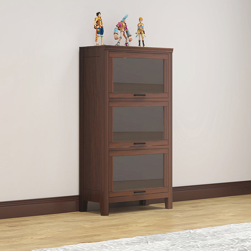 11.81"W Bookcase Contemporary Style Solid Wood Bookshelf for Home Office with Doors