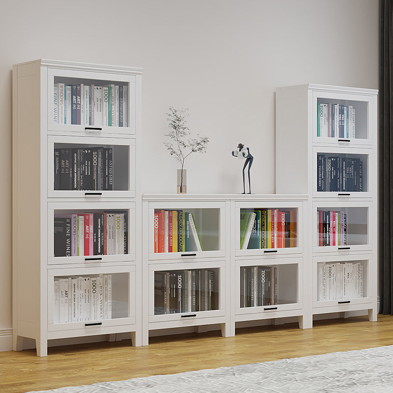 11.81"W Bookcase Contemporary Style Solid Wood Bookshelf for Home Office with Doors