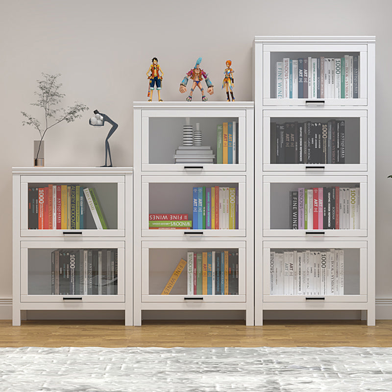 11.81"W Bookcase Contemporary Style Solid Wood Bookshelf for Home Office with Doors