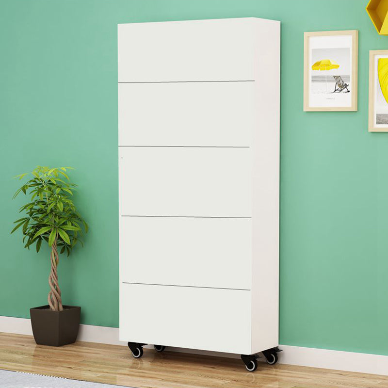 Contemporary Standard Bookcase Vertical Closed Back Bookshelf with Wheels