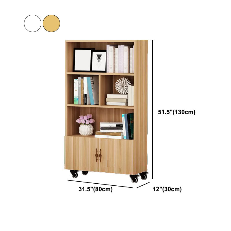 Contemporary Standard Bookcase Vertical Closed Back Bookshelf with Wheels