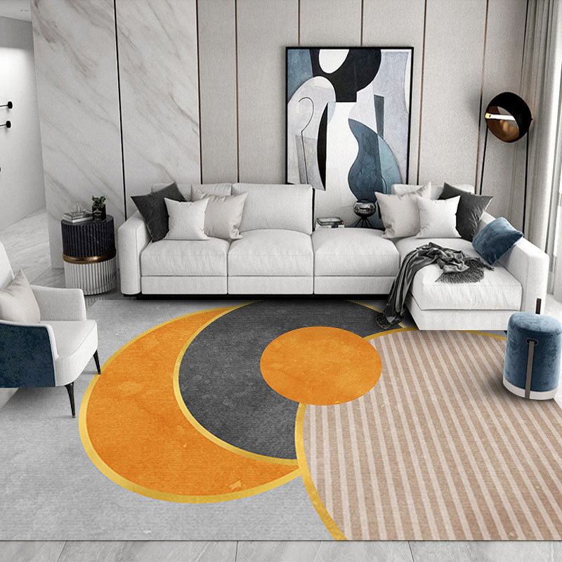 Gray Striped Carpet Polyester Contemporary Carpet Non-Slip Backing Carpet for Drawing Room