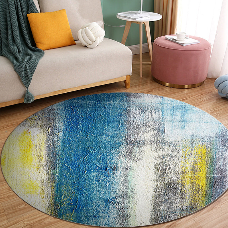 Orange Modern Rug Polyester Abstract Print Rug Washable Rug for Living Room