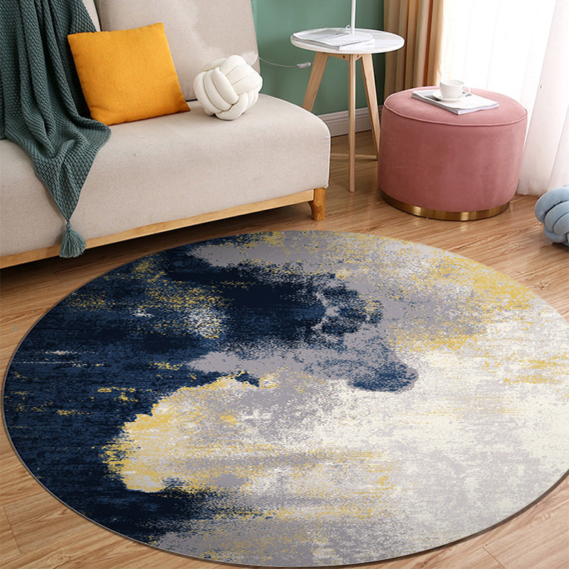 Orange Modern Rug Polyester Abstract Print Rug Washable Rug for Living Room