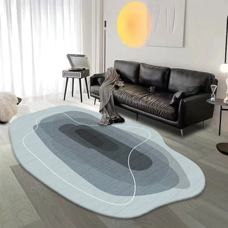 White Color Piece Rug Polyester Casual Rug Non-Slip Backing Rug for Living Room