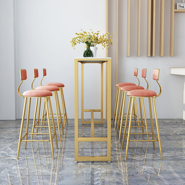 Stone Bar Dining Table Glam Rectangle Bar Table with Trestle Pedestal for Kitchen