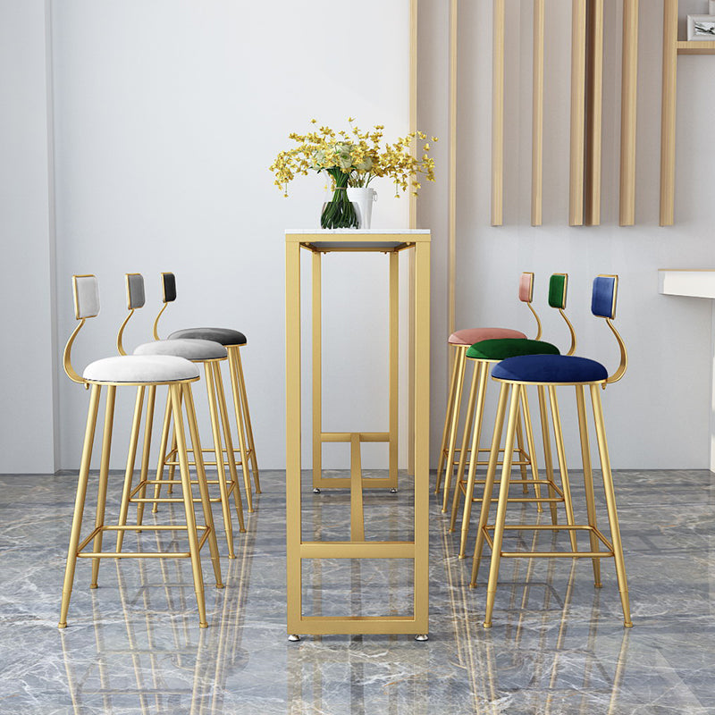 Stone Bar Dining Table Glam Rectangle Bar Table with Trestle Pedestal for Kitchen