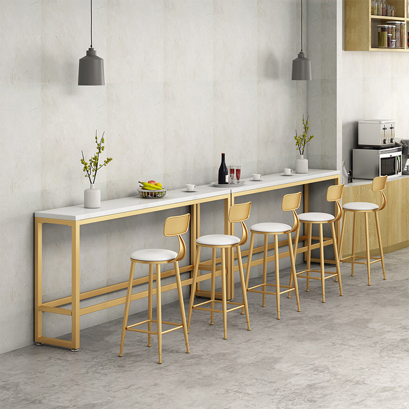 Rectangle Bar Dining Table Contemporary Bar Table with Trestle Base in Gold