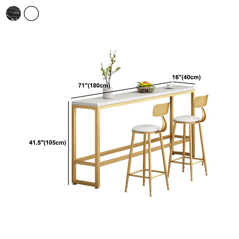 Rectangle Bar Dining Table Contemporary Bar Table with Trestle Base in Gold