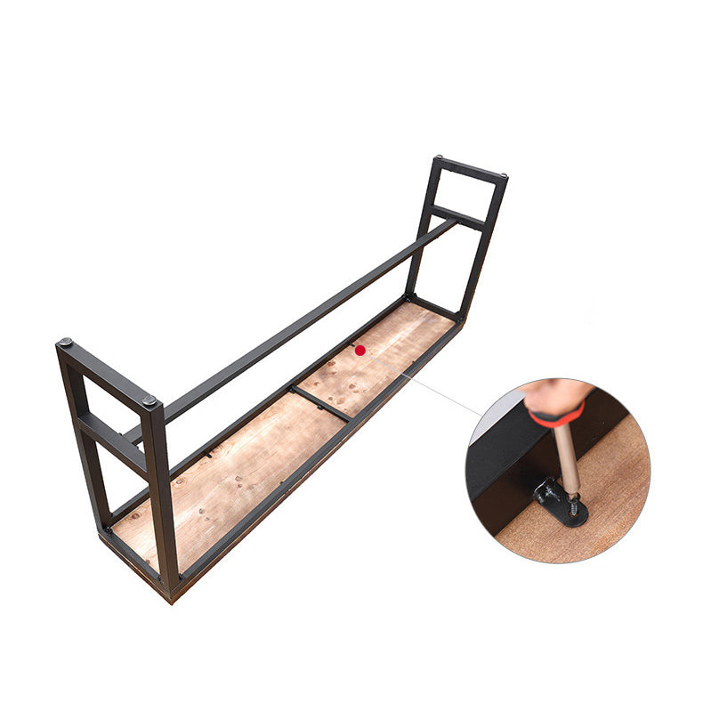Solid Wood Bar Table Industrial Bar Dining Table with Black Trestle Base