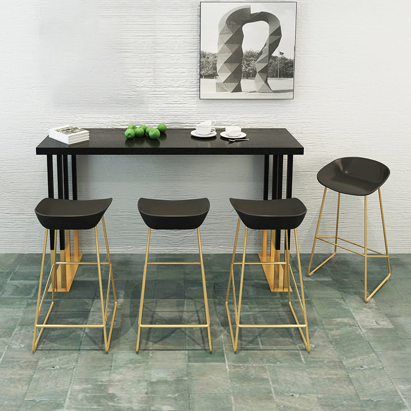 Solid Wood Bar Dining Table Traditional Luxury Bar Table with Sled Base in Gold