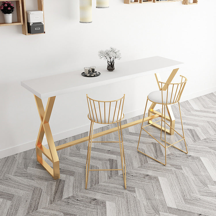 Pine Wood Bar Dining Table Traditional Luxury Rectangle Bar Table with Trestle Base