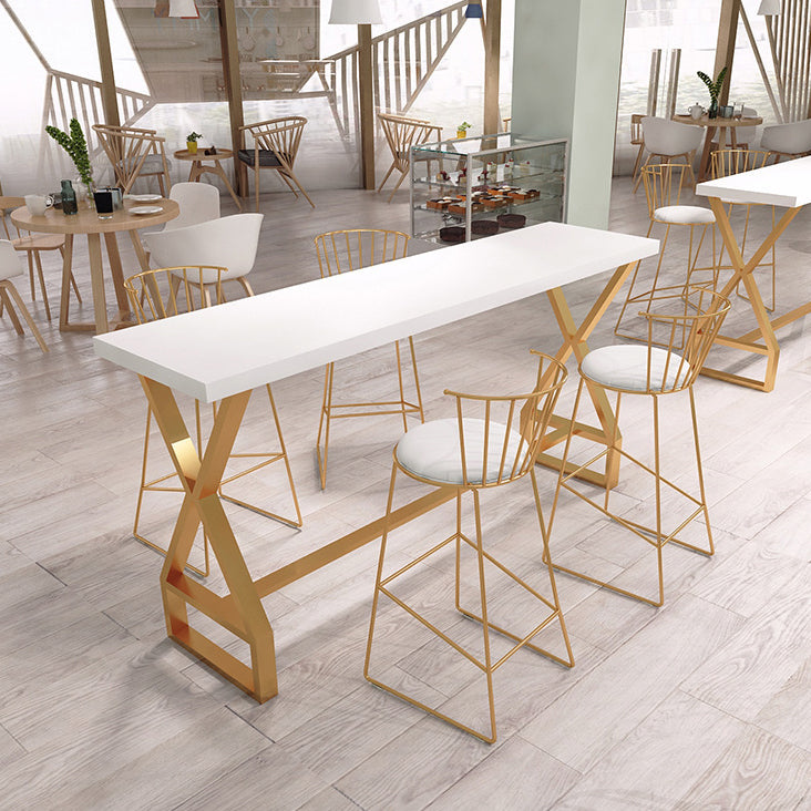 Pine Wood Bar Dining Table Traditional Luxury Rectangle Bar Table with Trestle Base