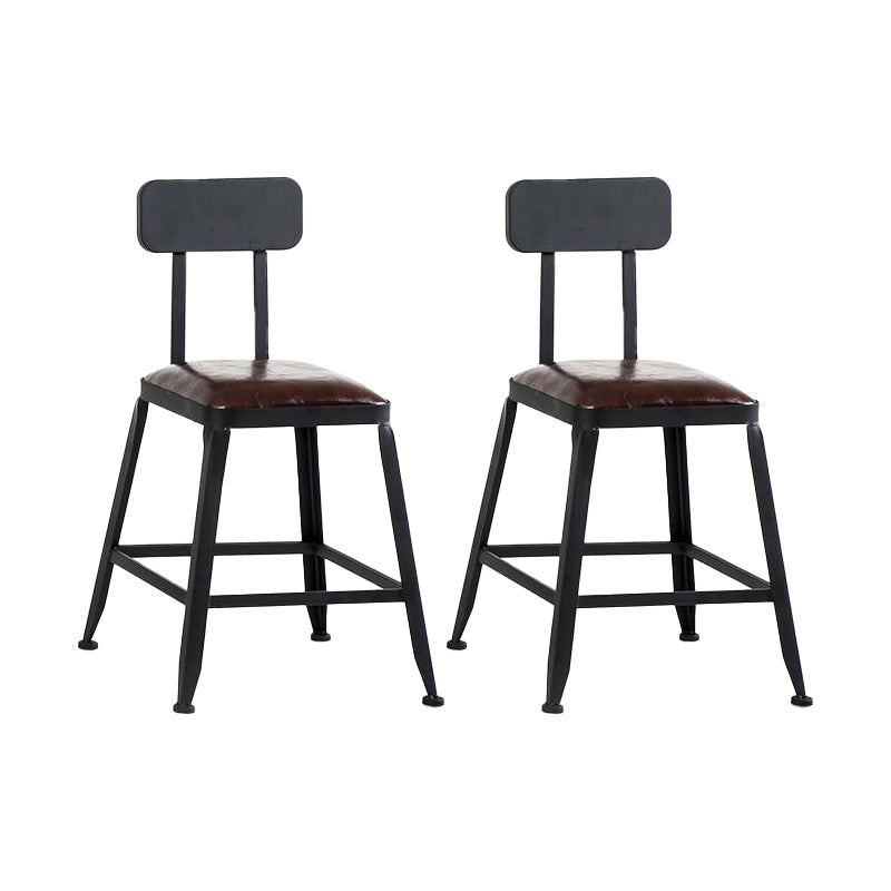 Industrial Backrest Armless Counter Stool Iron Cafe Bar Stool with Cushion and Pedal