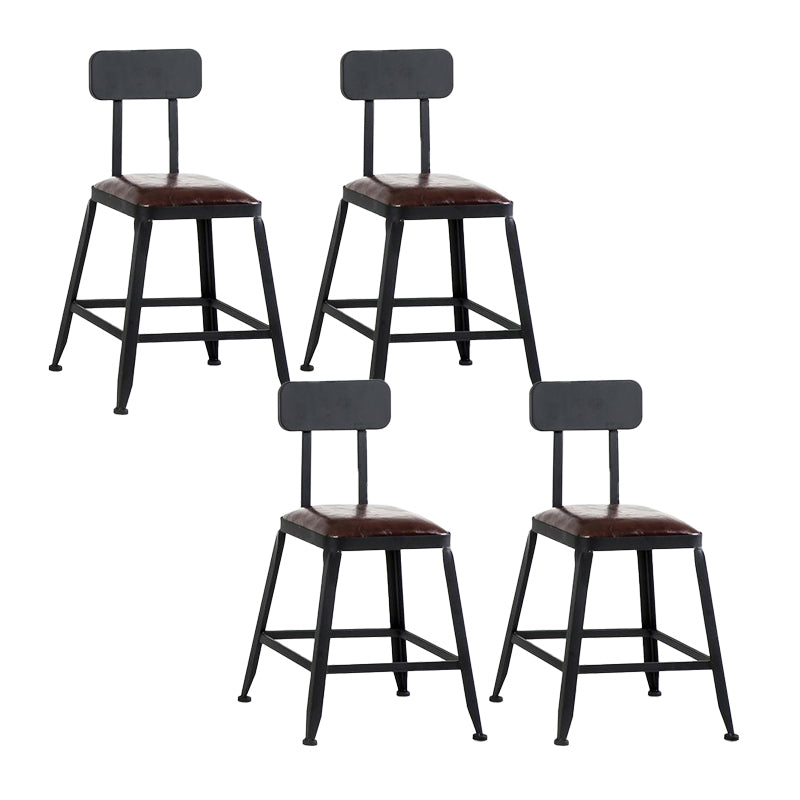 Industrial Backrest Armless Counter Stool Iron Cafe Bar Stool with Cushion and Pedal