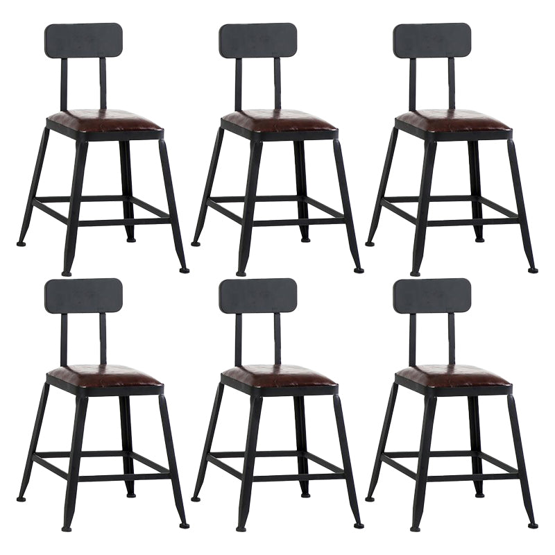 Industrial Backrest Armless Counter Stool Iron Cafe Bar Stool with Cushion and Pedal
