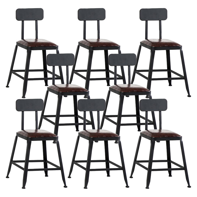 Industrial Backrest Armless Counter Stool Iron Cafe Bar Stool with Cushion and Pedal