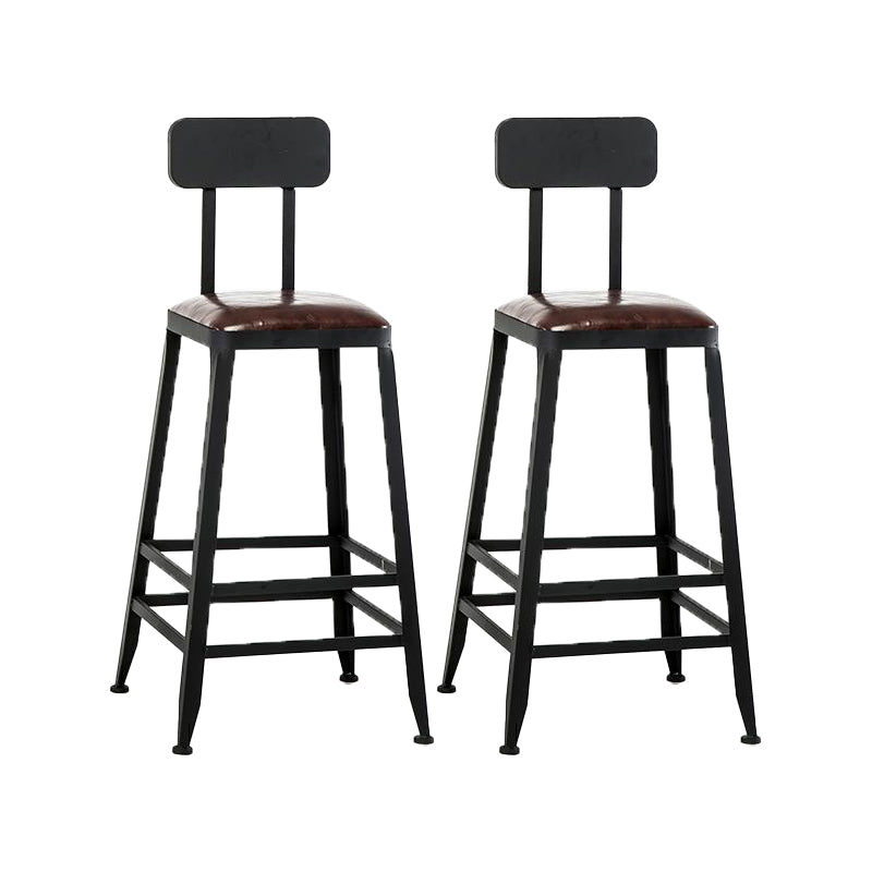 Industrial Backrest Armless Counter Stool Iron Cafe Bar Stool with Cushion and Pedal