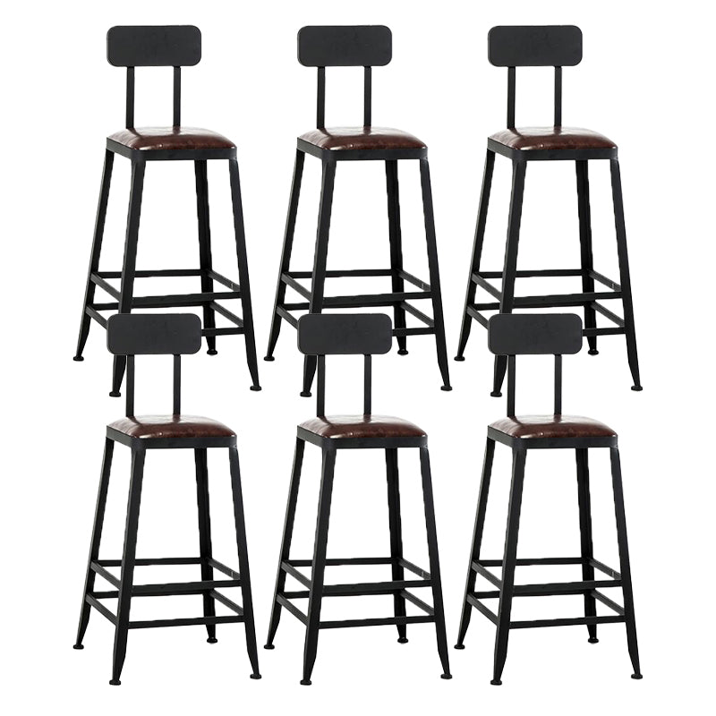 Industrial Backrest Armless Counter Stool Iron Cafe Bar Stool with Cushion and Pedal