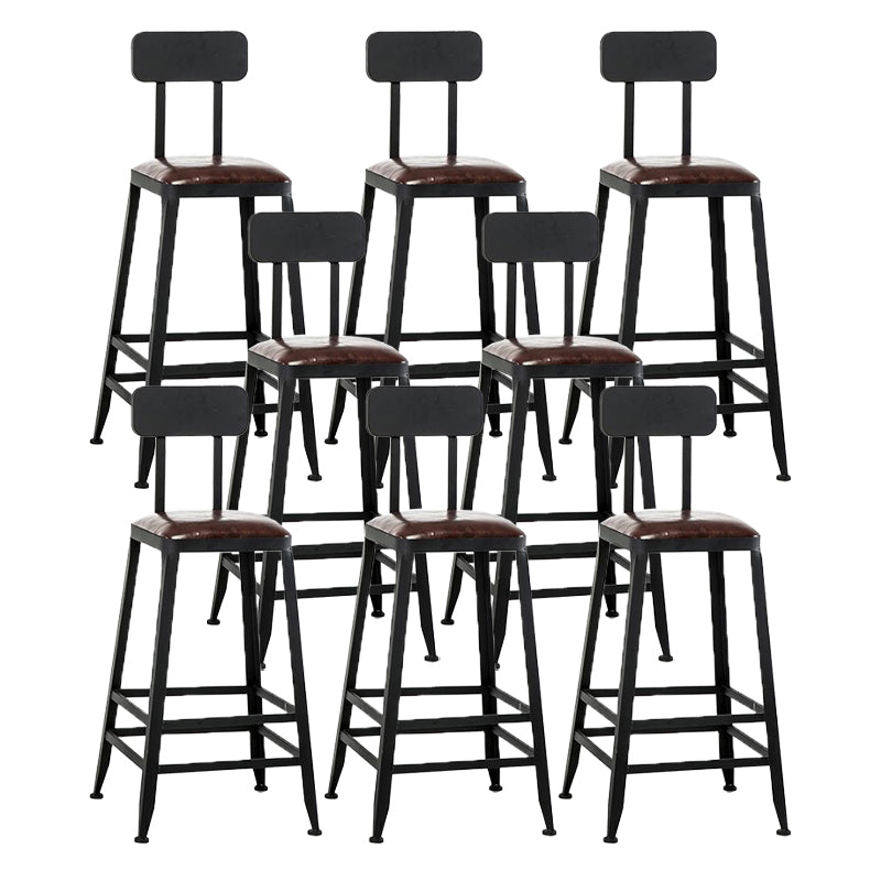 Industrial Backrest Armless Counter Stool Iron Cafe Bar Stool with Cushion and Pedal