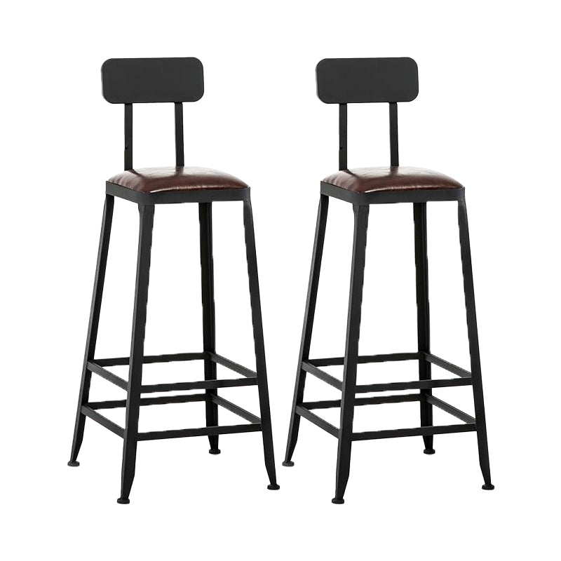 Industrial Backrest Armless Counter Stool Iron Cafe Bar Stool with Cushion and Pedal