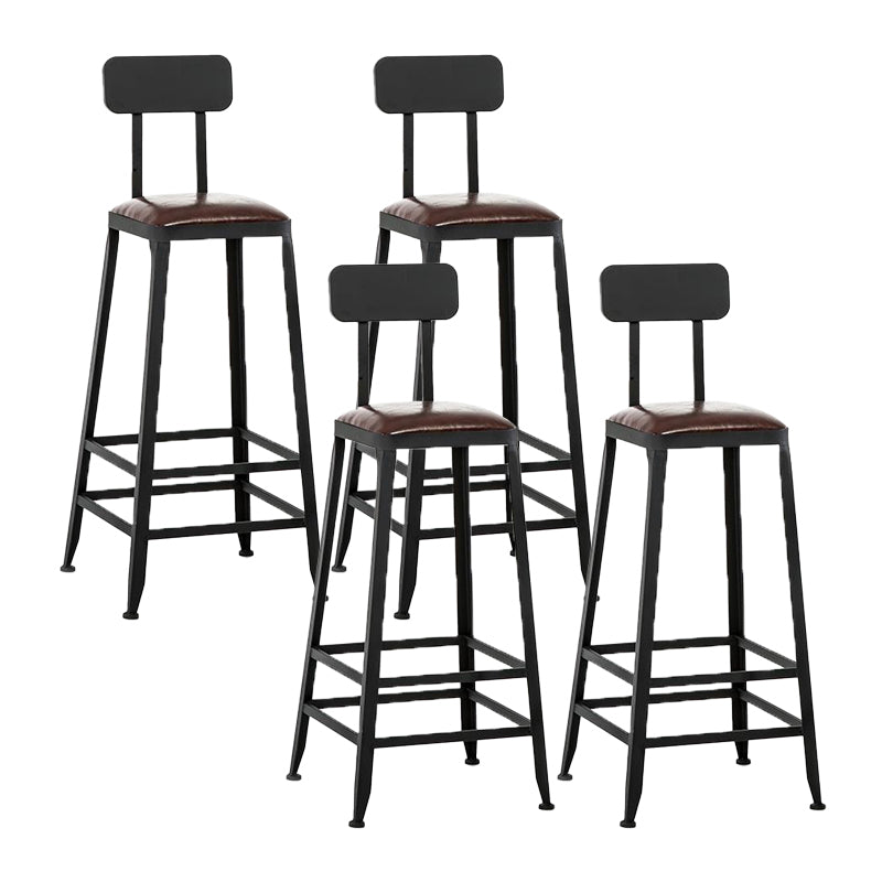 Industrial Backrest Armless Counter Stool Iron Cafe Bar Stool with Cushion and Pedal