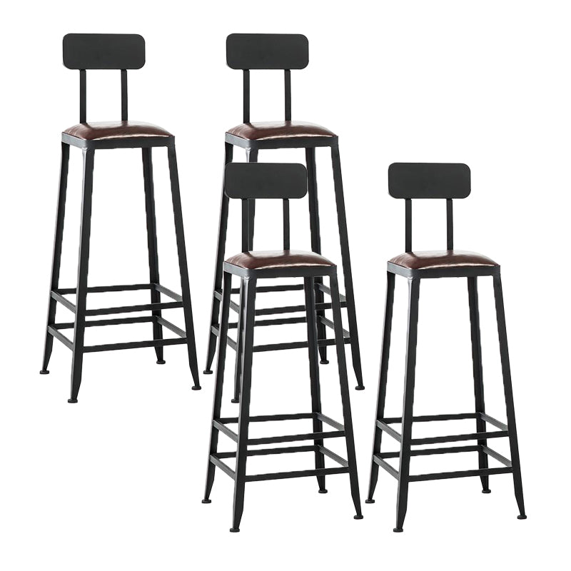 Industrial Backrest Armless Counter Stool Iron Cafe Bar Stool with Cushion and Pedal