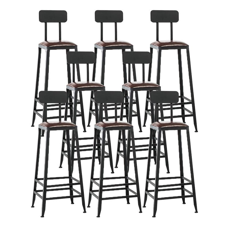 Industrial Backrest Armless Counter Stool Iron Cafe Bar Stool with Cushion and Pedal