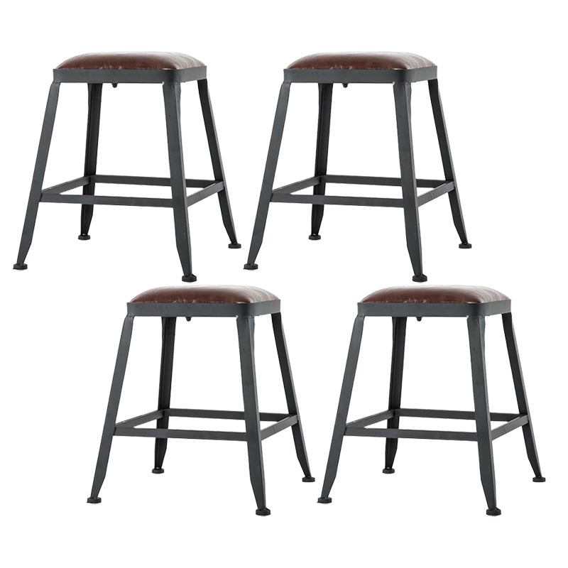 Industrial Backrest Armless Counter Stool Iron Cafe Bar Stool with Cushion and Pedal