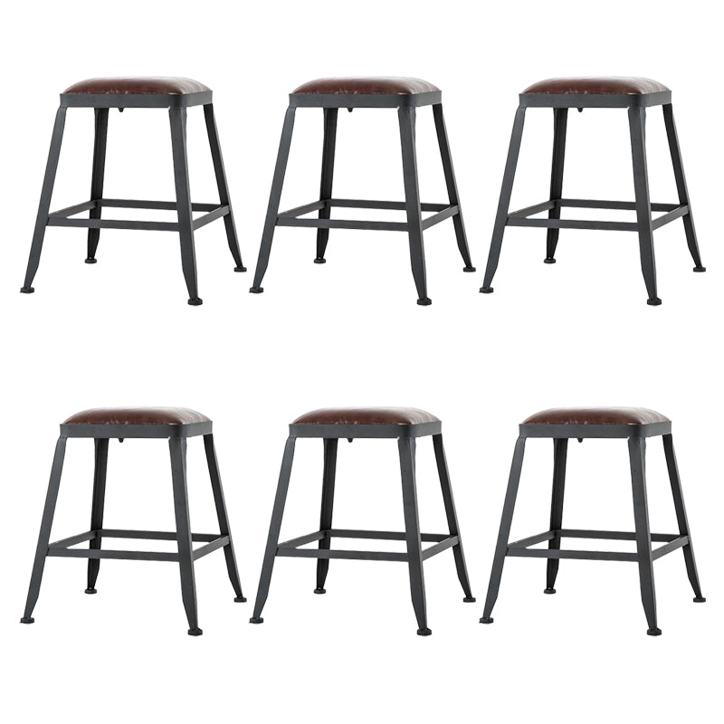 Industrial Backrest Armless Counter Stool Iron Cafe Bar Stool with Cushion and Pedal