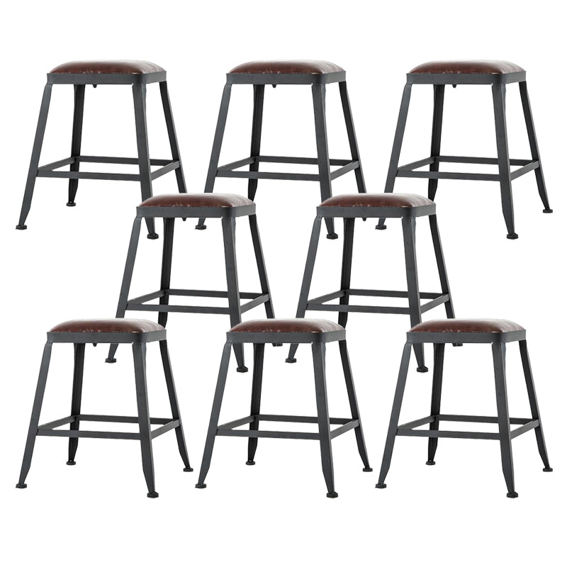 Industrial Backrest Armless Counter Stool Iron Cafe Bar Stool with Cushion and Pedal