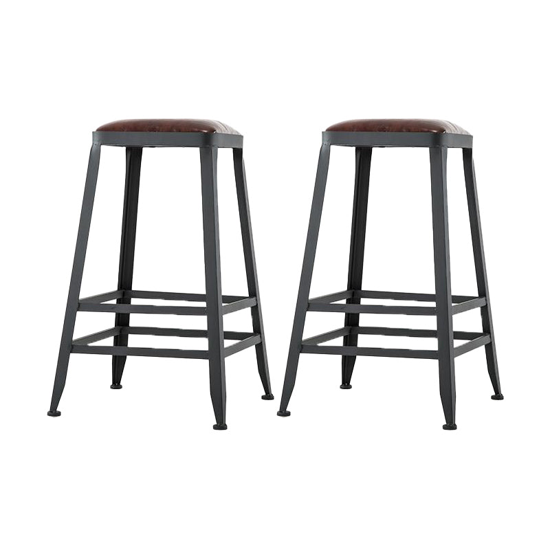 Industrial Backrest Armless Counter Stool Iron Cafe Bar Stool with Cushion and Pedal