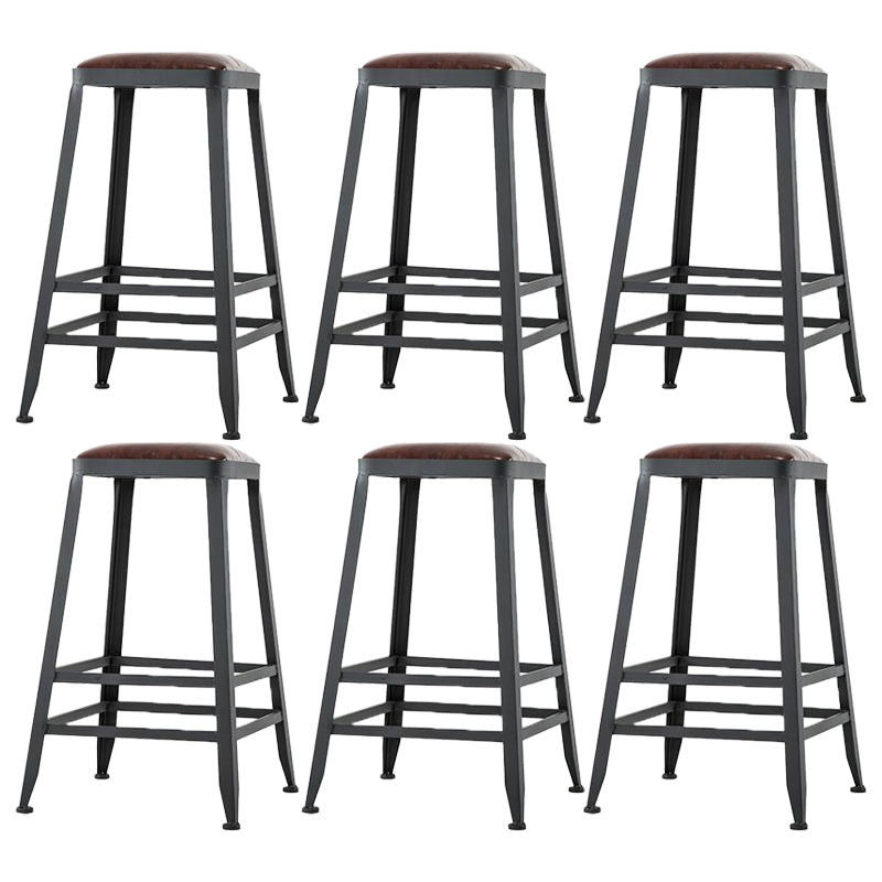 Industrial Backrest Armless Counter Stool Iron Cafe Bar Stool with Cushion and Pedal