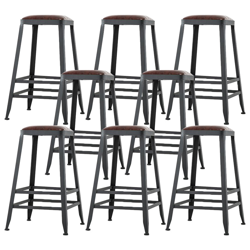 Industrial Backrest Armless Counter Stool Iron Cafe Bar Stool with Cushion and Pedal