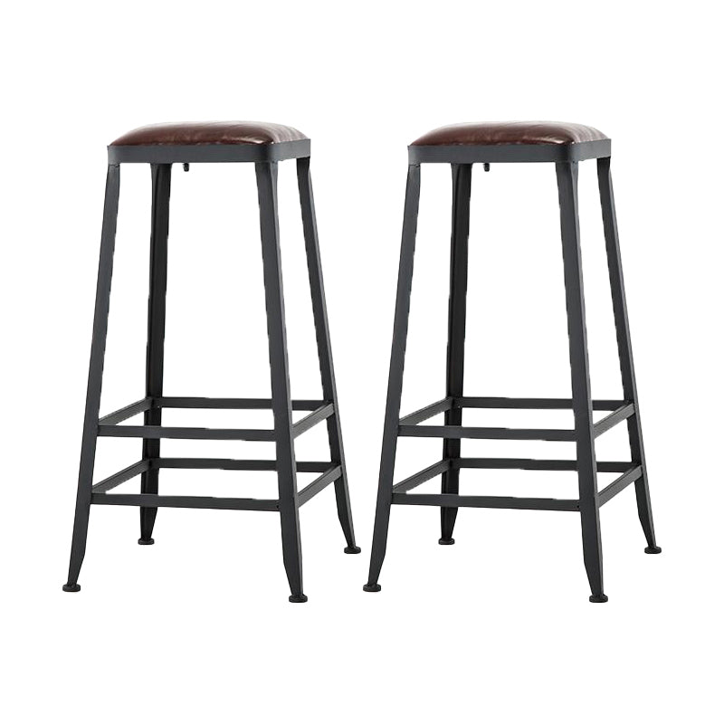 Industrial Backrest Armless Counter Stool Iron Cafe Bar Stool with Cushion and Pedal