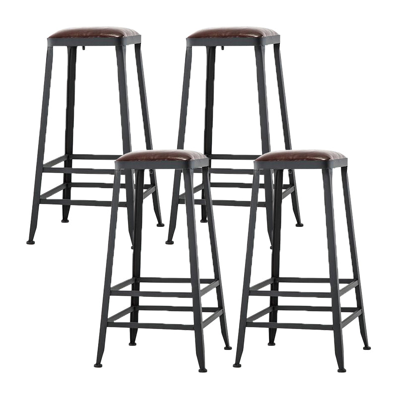 Industrial Backrest Armless Counter Stool Iron Cafe Bar Stool with Cushion and Pedal