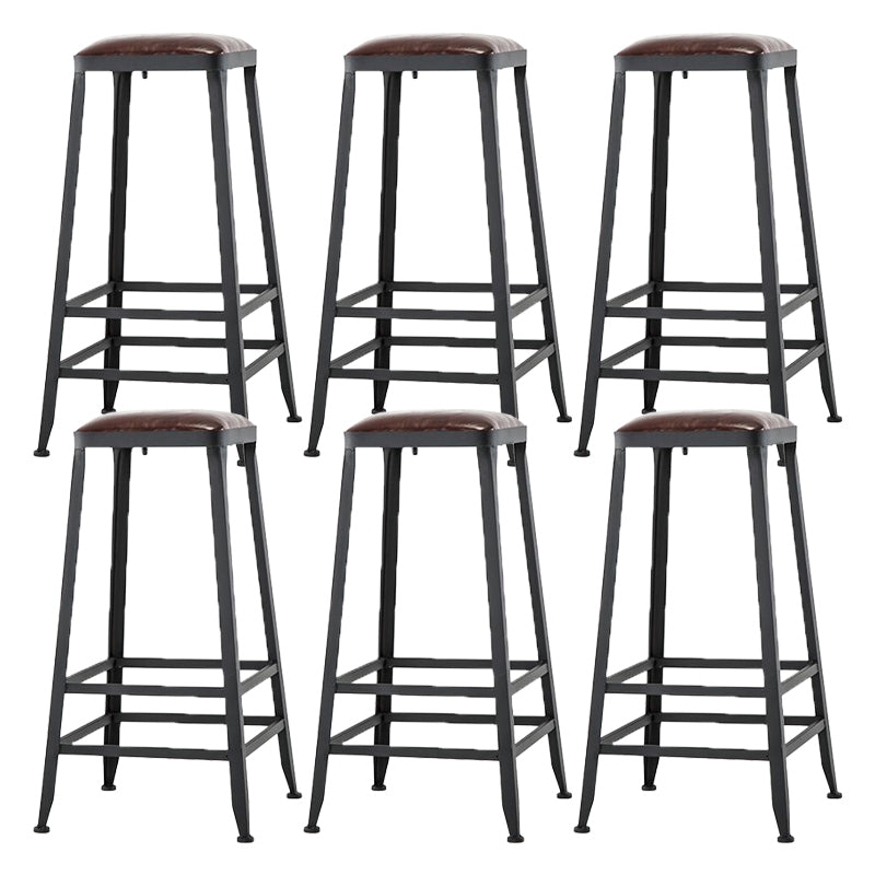 Industrial Backrest Armless Counter Stool Iron Cafe Bar Stool with Cushion and Pedal