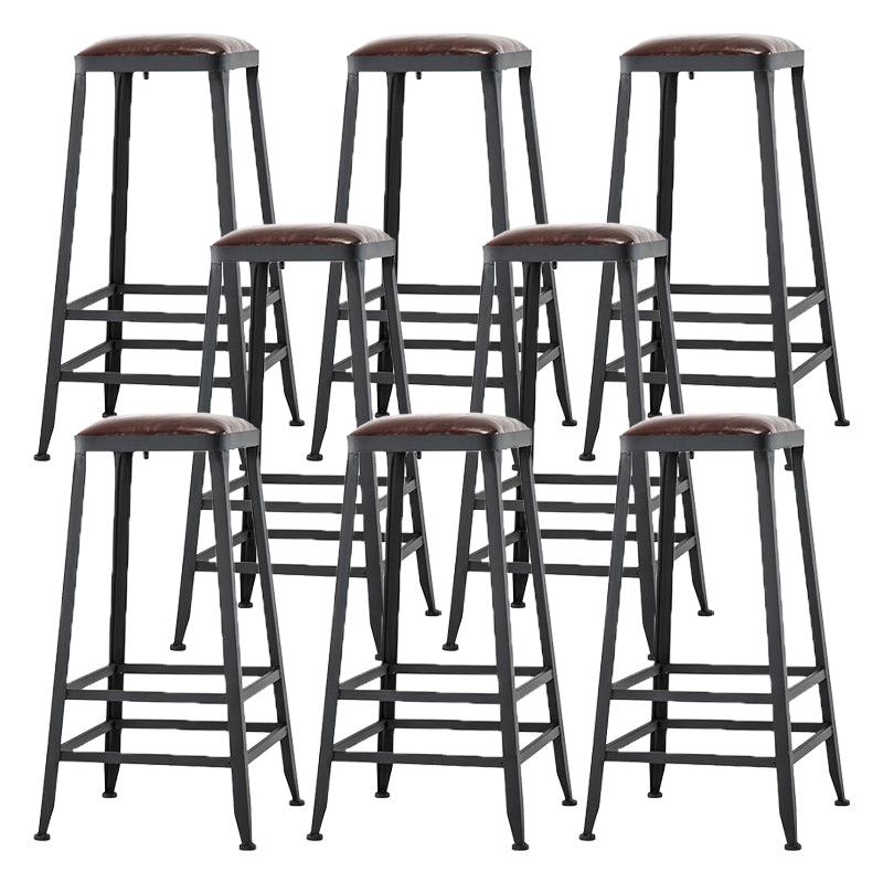 Industrial Backrest Armless Counter Stool Iron Cafe Bar Stool with Cushion and Pedal