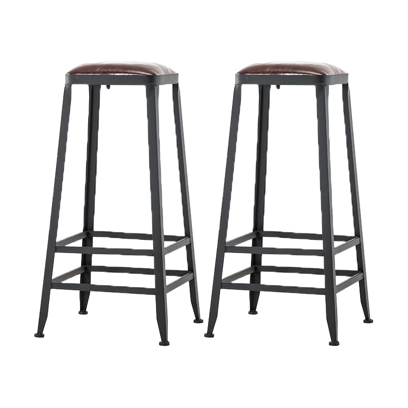 Industrial Backrest Armless Counter Stool Iron Cafe Bar Stool with Cushion and Pedal