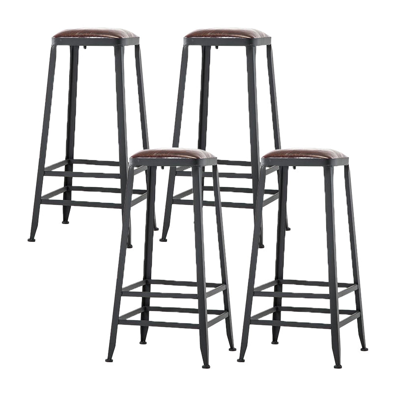 Industrial Backrest Armless Counter Stool Iron Cafe Bar Stool with Cushion and Pedal