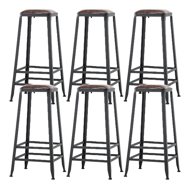 Industrial Backrest Armless Counter Stool Iron Cafe Bar Stool with Cushion and Pedal